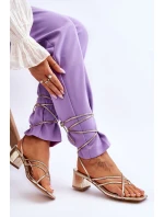 Wiązane Sandałki Japonki Na Obcasie Złote Secret Love