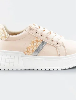 Béžové dámske tenisky sneakers s vysokou podrážkou (AD-576)