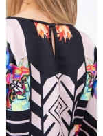 Netopierie šaty s viazaním v páse, béžové