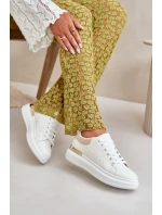 Niskie Trampki Damskie Na Platformie Z Eko Skóry Biało-Beżowe Nevelena