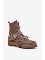 Zazoo 2951 Velúrové topánky s ozdobnou prackou Dark Beige Zazoo 2951 Velúrové topánky s ozdobnou prackou Dark Beige