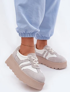 Semišové tenisky na platformě GOE TT2N4052 bílé