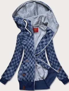 Károvaná športová mikina tmavomodrá (amg-62)