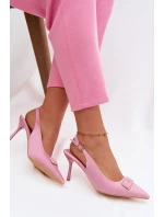 Sandály Podpatky Dámské S Ozdobným Detalem Růžové Lurella