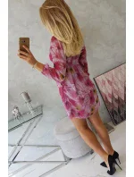 Vzdušné šaty s kvetinovým motívom tmavo ružové