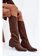 Dámske kovbojské čižmy Eco Suede Heeled Brown Esmira Dámske kovbojské čižmy Eco Suede Heeled Brown Esmira