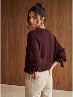 Dámsky oversize sveter v bordovej farbe od FashionStreet MY2569 Dámsky oversize sveter v bordovej farbe od FashionStreet MY2569