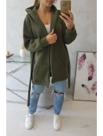 Zateplená bunda s viazaním v páse khaki farby Zateplená bunda s viazaním v páse khaki farby