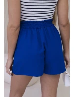 Viskózové šortky viazané v páse chrpovo modré