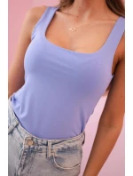 Dámska blúzka bez ramienok s fialovým výstrihom