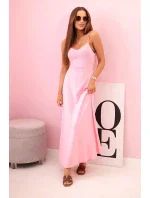 Dámske šaty bez ramienok s rozšírenou spodnou časťou svetloružové