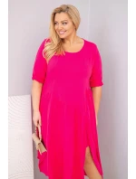 Dámska bavlnená sukňa s asymetrickým lemom v nadmernej veľkosti Fuchsia Dámska bavlnená sukňa s asymetrickým lemom v nadmernej veľkosti Fuchsia