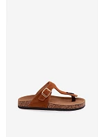 Kožené semišové žabky s zlatým přezkou Camel Honey