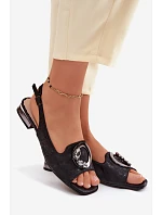 Dámské sandály Plochá s ozdobou S.Barski KV61-6024 Černé
