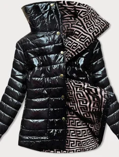 Dámska krátka bunda s vysokým golierom čierna (650art)