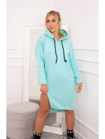 Šaty s kapucňou a bočným rázporkom mint