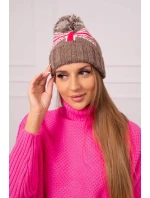 Dámska čiapka s brmbolcom Elizabeth K386 mocca