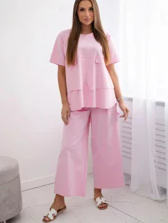 Nové nohavice punto + blúzka svetlo ružová