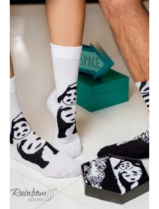 Skarpetki Rainbow Socks W Motywy Zwierzęce Zebra Panda  Czarno-Białe 2 Pary