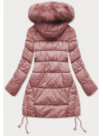 Dámska prešívaná zimná bunda s kapucňou Old Pink (7690)