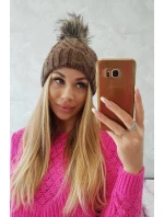 Fleecová kockovaná čiapka K226 mocca