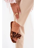 Płaskie Klapki Damskie Z Kokardką Panterka Brązowe Tobin