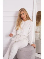 Velúrová súprava s kapucňou ecru