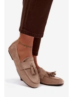 Dámské mokasíny s plochou podrážkou a třásněmi Béžové Marilisse