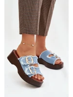 Dámske papuče na platforme 100-486 Džínsová modrá s čiernou - Joalice Paris Dámske papuče na platforme 100-486 Džínsová modrá s čiernou - Joalice Paris