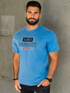 Pánske modré tričko s potlačou FashionStreet RX5408