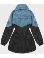 Svetlo modro-čierna voľná džínsová bunda z rôznych spojených materiálov (B9791-5001) Svetlo modro-čierna voľná džínsová bunda z rôznych spojených materiálov (B9791-5001)