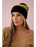 Dámska čiapka Kinga K297 black+orange+green neón