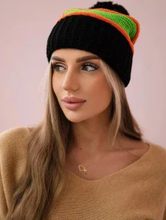 Dámska čiapka Kinga K297 black+orange+green neón