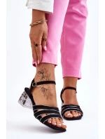 Zamszowe Sandały Z Kryształami Czarne Callan