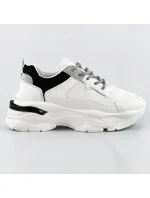 Bielo-čierne dámske šnurovacie športové topánky (LU-3)