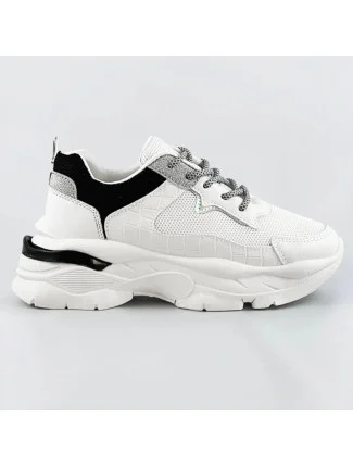 Bielo-čierne dámske šnurovacie športové topánky (LU-3)