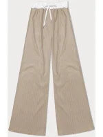 Dámske pruhované nohavice so širokými nohavicami Dark Beige (18629)