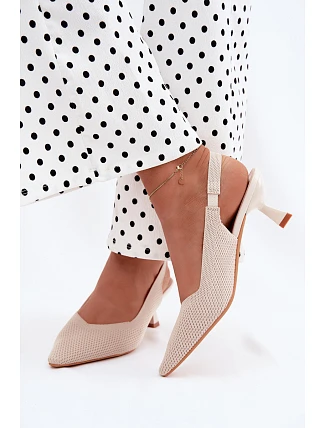 Textilné sandále na podpätku Beige Delessa Textilné sandále na podpätku Beige Delessa