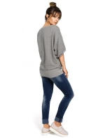 B048 Blúzka nadmernej veľkosti so zavinovacími detailmi - šedá B048 Blúzka nadmernej veľkosti so zavinovacími detailmi - šedá