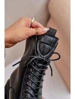 Zateplené dámske členkové topánky z prírodnej kože Vinceza 66671 Black