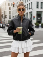 Dámska kožená bunda bomber black FashionStreet TY5595
