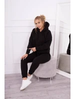 Zateplená súprava s mikinou viazanou v spodnej časti čiernej farby Zateplená súprava s mikinou viazanou v spodnej časti čiernej farby