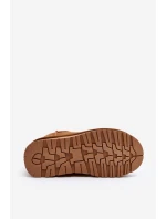 Modne Zamszowe Niskie Śniegowce Camel Nucca