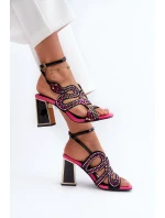 Zdobione Sandały Damskie Na Słupku D&A CR952 Czarne