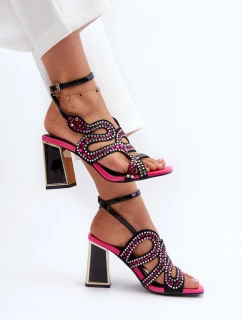 Zdobione Sandały Damskie Na Słupku D&A CR952 Czarne