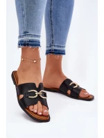 Dámske ploché papuče s ozdobnými detailmi Black Amiresna