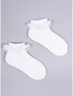 Bavlnené ponožky Yoclub Girls' Turn Cuff Ruffle 3-pack SKA-0122G-010J-002 White