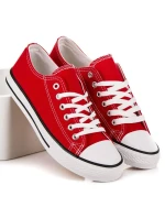 Luxusné dámske červené tenisky bez podpätku Luxusné dámske červené tenisky bez podpätku