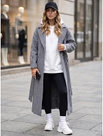 Dlhý dámsky kabát s opaskom, na prechodné obdobie, tmavomodrý, FashionStreet NY0775 Dlhý dámsky kabát s opaskom, na prechodné obdobie, tmavomodrý, FashionStreet NY0775