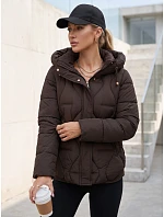 Dámska zimná prešívaná bunda s kapucňou, hnedá, FashionStreet TY5940 Dámska zimná prešívaná bunda s kapucňou, hnedá, FashionStreet TY5940